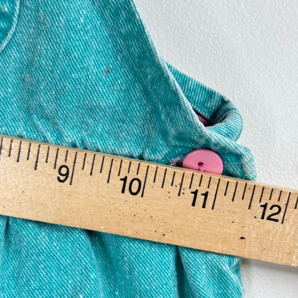 VTG 90s Oshkosh Overall Dress 4T Hand Embroidered Polka Dot Paper Tag USA Floral - Picture 9 of 10